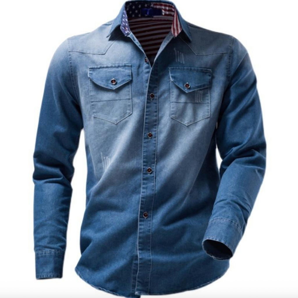 Men's Classic Denim Jacket with Front Chest Pockets