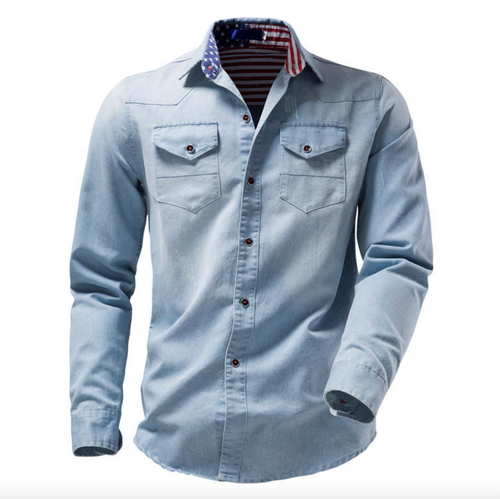 Men's Classic Denim Jacket with Front Chest Pockets