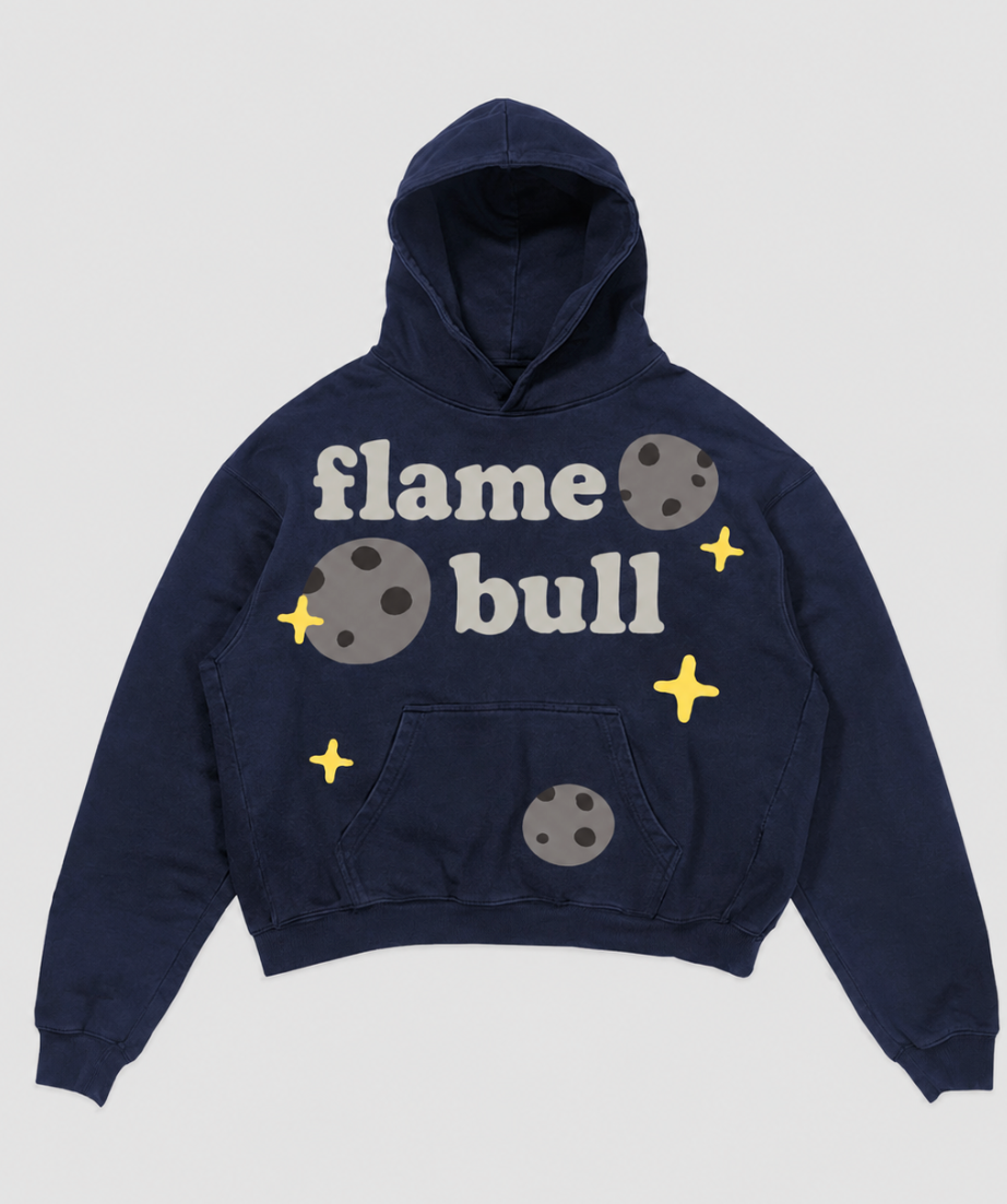 Men's Navy Graphic Cropped Pullover Hoodie